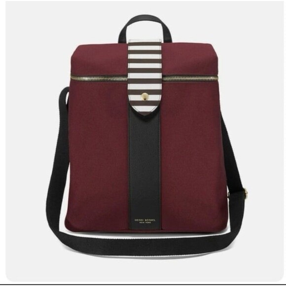 Henri Bendel Maroon Canvas Purse Backpack - Picture 1 of 5